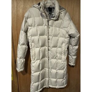 North Face Womens Medium Down Long Puffer Recess Jacket In Ivory 600